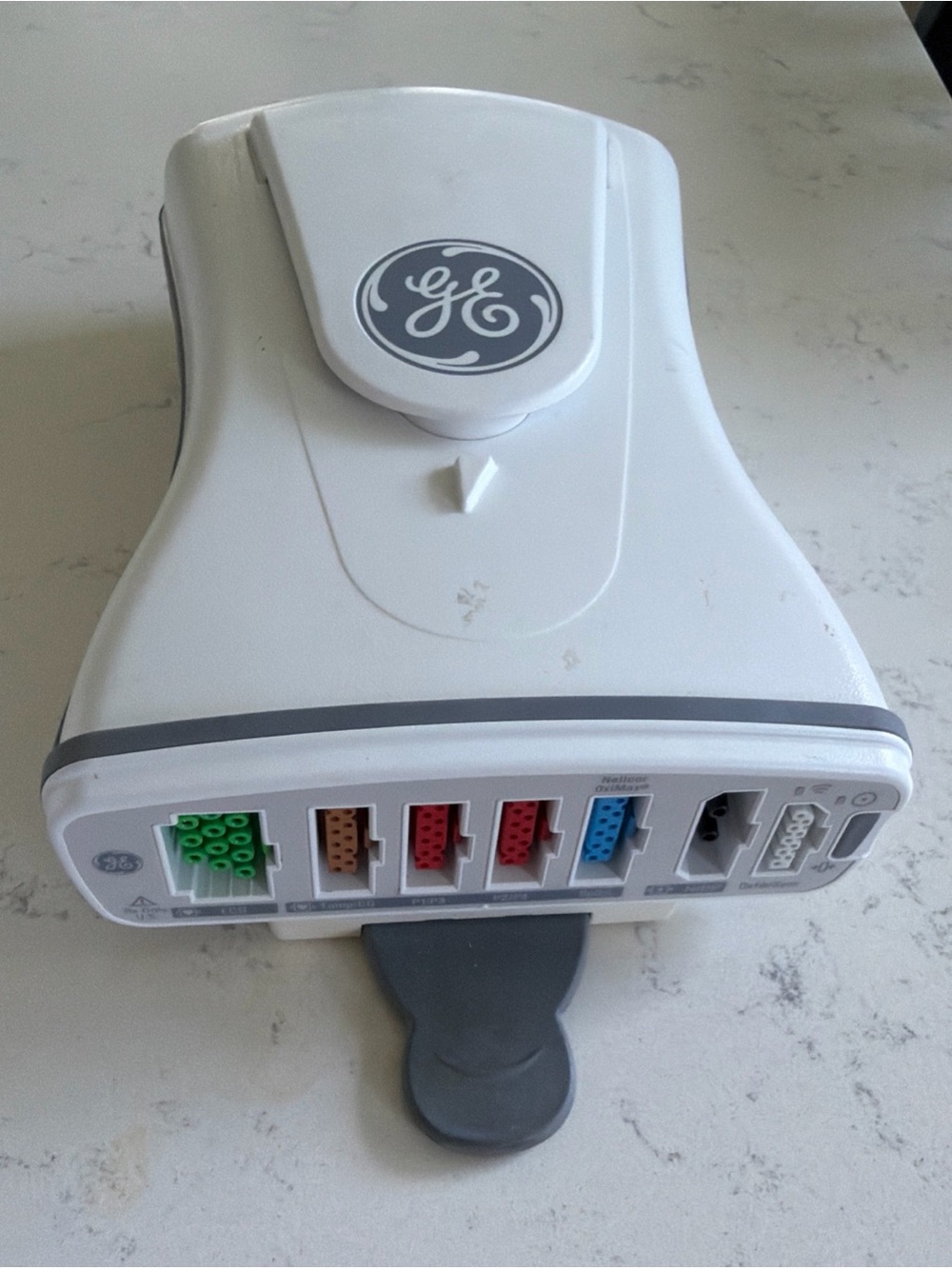 GE White ECG Multi-Lead Adapter Hub with Color-Coded Ports